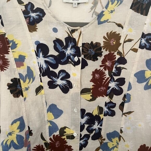Sea New York Floral Button Down Blouse Canvas Long Sleeve Size 8 - Picture 3 of 5